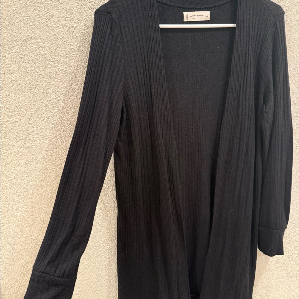 Lucky Brand Black Ribbed Cardigan